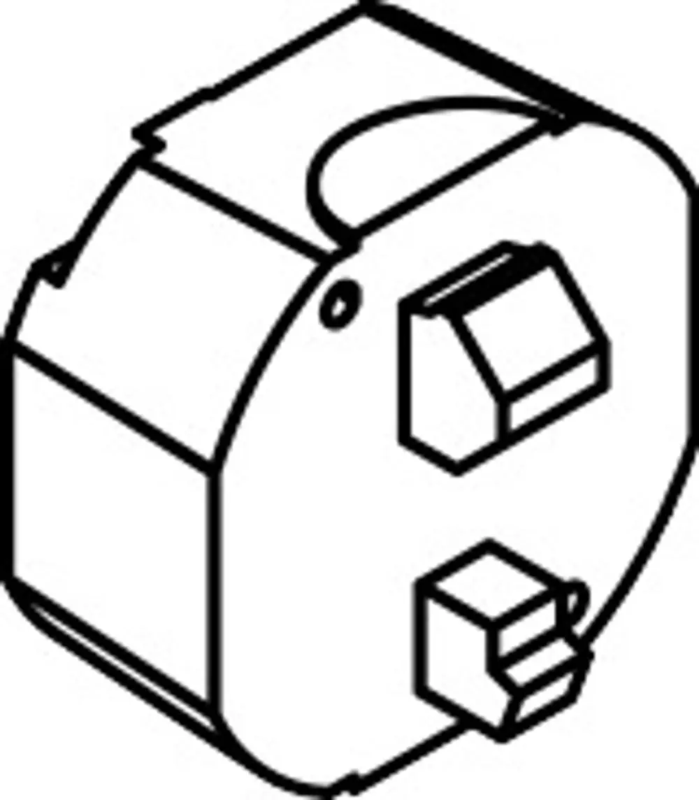 Transformator von AXOR, rundes Gehäuse mit Anschlussmöglichkeiten. Geeignet für elektronische Unterputzanwendungen in Waschtischarmaturen.